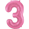 Roze Metallic Mat Folieballon Cijfer 3